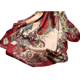 FAIRYGATE Ladies Scarfs Gifts Satin Silk Head Scarf for Women Square Headscarf Headdress Scarves Bandanas Large Sleeping Hair Wrapping Red A2510