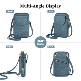 Peacocktion Small Crossbody Cell Phone Purse for Women, Lightweight Phone Bag with Crossbody Strap, Blue
