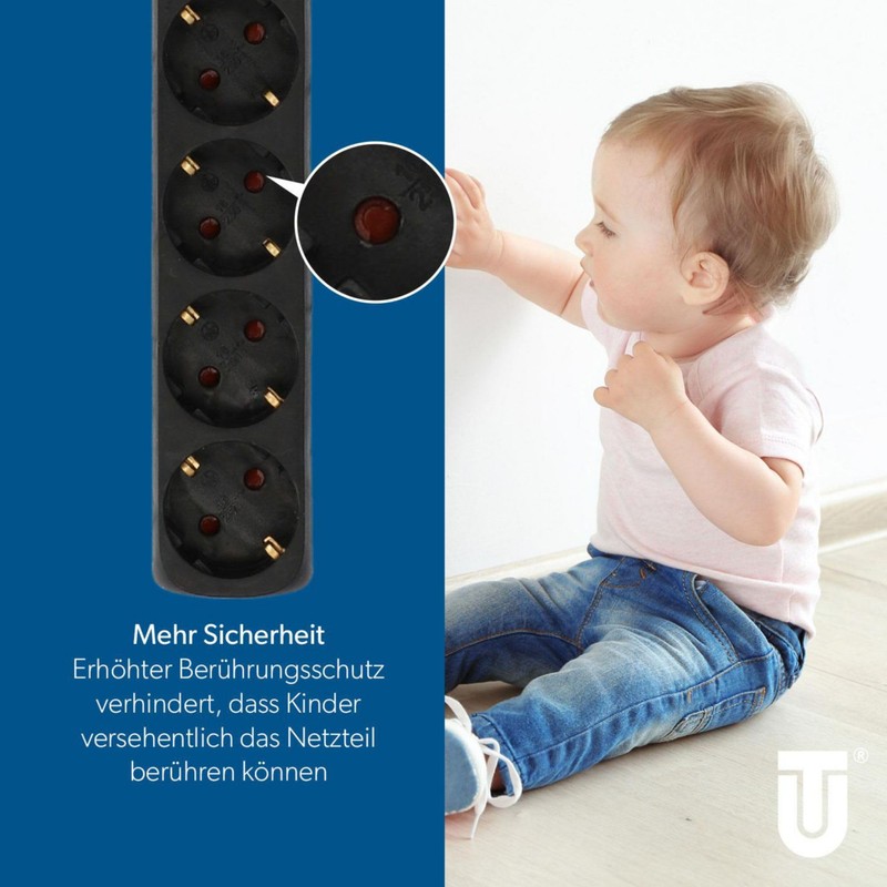 UNITEC H05VV-F 3G1.5 mm² Table Socket with Plug Switch, 6-Way,