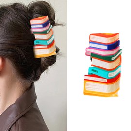 Back To School Hair Clips for Women Girls Orange Book Shape 3.5 Inch Hair Clips Cute Hair Jaw Barrettes for Women Teachers Appreciation Gift Thick and Thin Hair Accessories