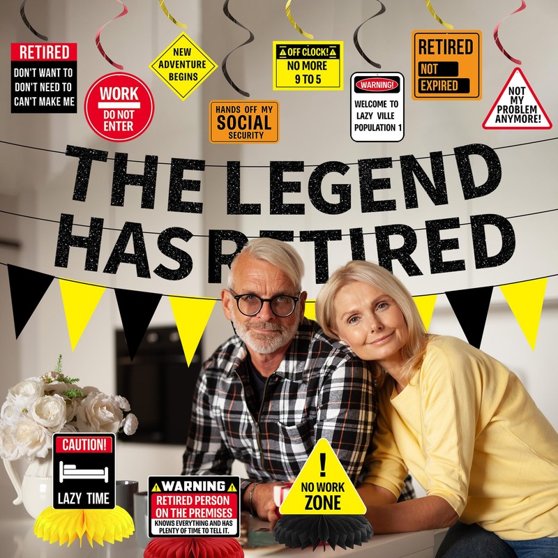 Roetyce Caution Retirement Banner Decorations