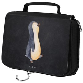 Mr. & Mrs. Panda Penguin Marching Toiletry Bag, gray, Hand Drawn