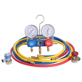 OEMTOOLS 24527 R134a Manifold Gauge Set, Automotive AC Manifold Gauge Set, Diagnostics and Refrigerant Charging, Extruded Aluminum Body, 72" Hoses, 2-3/4" Large Gauges, Manual Couplers