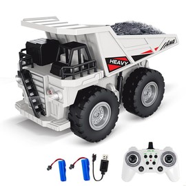 Dodoore Remote Control Dump Truck, 11CH RC Dump Truck for Boys & Girls, 1:24 Scale RC Construction Vehicle Toy with Lights & Sounds, 2 Batteries, Christmas Birthday Gift for Kids 3-12 Year Old, White