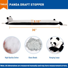 MAGZO Under Door Draft Stopper 36 Inch, Weighted Animal Noise Blocker for Door, Panda Draft Guard with Hook Loops