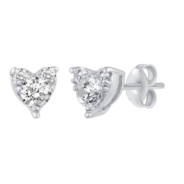 1/4 Ctw Natural Diamond Stud Earrings set in 925 Sterling