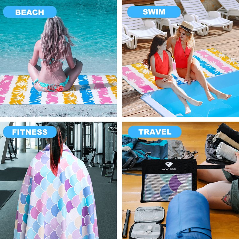 2 Pack Microfiber Beach Towel, Oversized Pool Towel 75”x 35”,