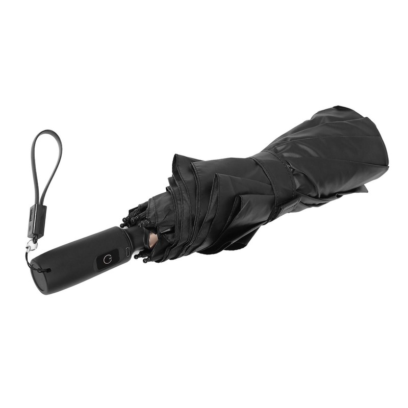 Portable Umbrella with Fan 8 Fiberglass Ribs Windproof Umbrella for