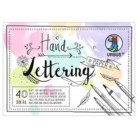 Ursus 24956499 Hand Lettering Paper, Pastel Mix, DIN A6, 130 + 300 g/m², 20 Sheets of Coloured Drawing Paper, 20 Sheets Photo Card in 5 Colours, for Creative Design