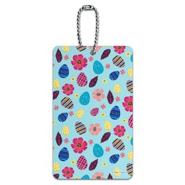 Colorful Easter Eggs and Flowers Luggage Card Suitcase Carry-On ID Tag