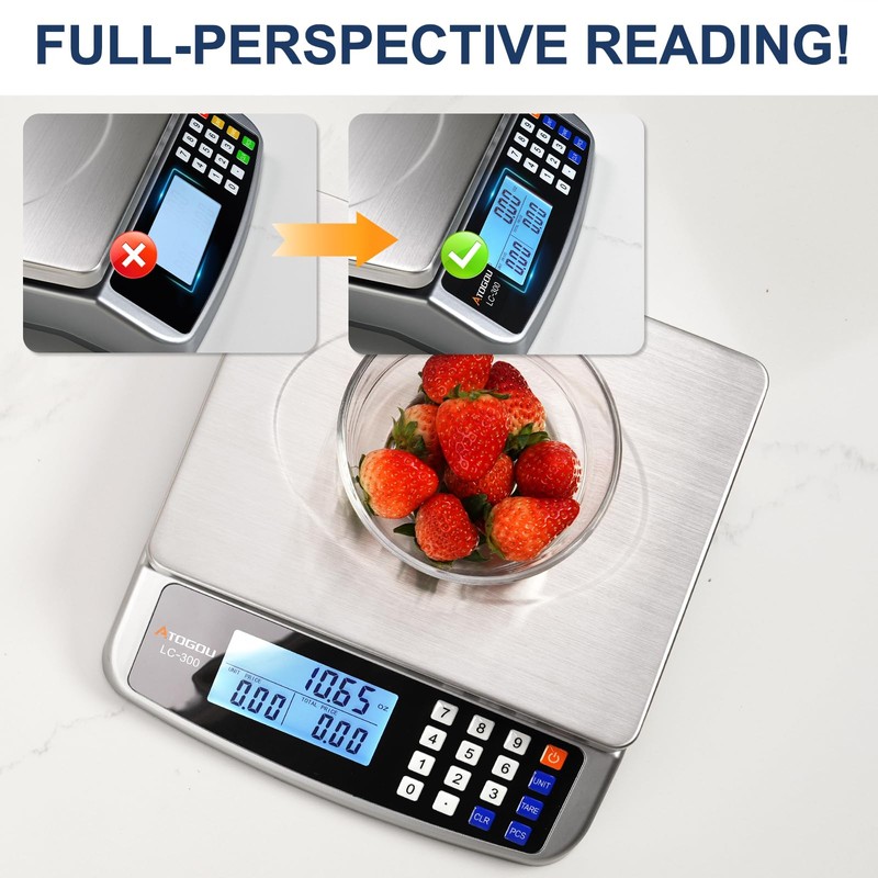 66lb Food Scale, Commercial Kitchen Scale with Price Computing, Plug-in