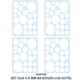 Polka Dots Wall Stickers, Pack of 128, Round & Hand-Drawn Dots, Confetti Stickers, Nursery Stickers, Irregular Dots, Wall Stickers, Children's Room, Plain (White)