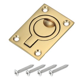PATIKIL 2-1/2"-1-3/4" Flush Pull Ring Handles, 316 Stainless Steel Square Recessed Door Pull Hidden Boat Hatch Latch with Screws for Marine Yacht Furniture, Gold