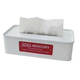 Mercury MEBUTBWH Tin Tissue Box, White