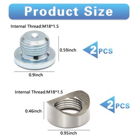 Ledaut M18X1.5 Bung and Plug Notched Style Bung and Plug (2 Bungs/ 2 Plugs) Notched Style Fitting Bungs M18X1.5