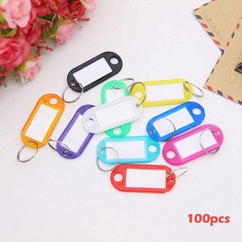 Pack of 100 Key Fobs, Writeable Key Tags, Key Ring Labels, Key Labels for Home, Office, Pet ID Suitcase, 10 Colours