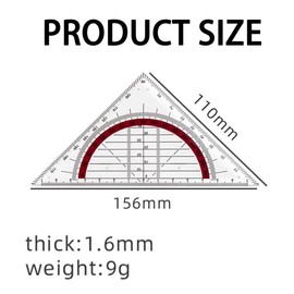 Set of 4 Plastic Set Squares, 16 cm, Shatterproof and Transparent, Set Square Made of Plastic, Flexible Set Square Set for Drawing Circles, Suitable for Students, Office, Designer Painting