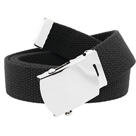 Build A Belt Classic Silver 1.25" Wide Slider Buckle with Canvas Web Belt (Mens XX-Large Black)