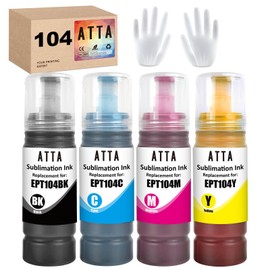 ATTA Sublimation Ink Compatible with ET-1810 ET-2710 ET-2711 ET-2712 ET-2714 ET-2715 ET-2720 ET-2721 ET-2726 ET-2810 ET-2811 ET-2812 printer (Black/Cyan/Magenta/Yellow)