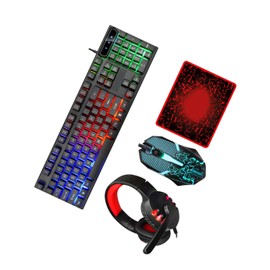 Artibetter Kit De Teclado y Mouse Gamer Combo De Ratón Ergonómico Auriculares y Alfombrilla para Computadora Teclado USB                              