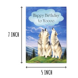 NTGifts Happy Birthday To Yooo Funny Card - Howling Wolf Birthday Card - Wolf Birthday Greeting Card - Birthday Keepsake For Him, White