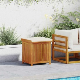 vidaXL Outdoor Storage Box - Wood Acacia Cushion Storage with Water- Bag 23.6"x19.7"x24" - Garden Patio Organizer
