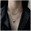 Allereya Multilayer Ring Pendant Necklace, Satellite Chain, Chunky Circle Necklace,