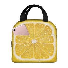 Cute Women Lemon Insulated Lunch Box,Portable Lunch Bag Tote
