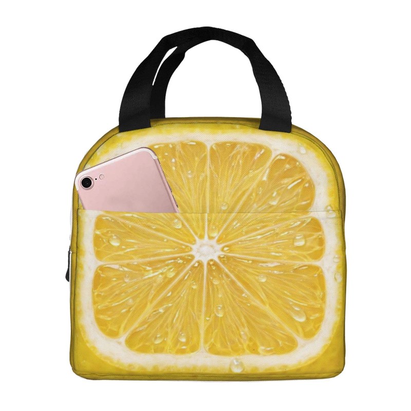 Cute Women Lemon Insulated Lunch Box,Portable Lunch Bag Tote