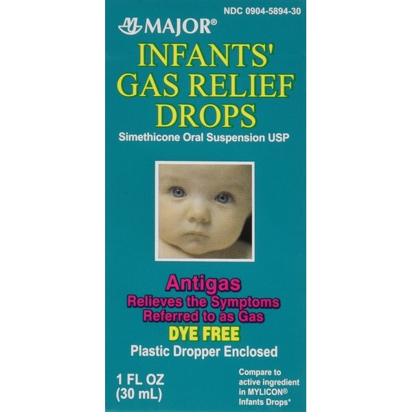 Newborns, Infants & Children Gas Relief Simethicone 20 mg/0.3ml Drops Dye Free Generic for Mylicon 1 Fl Oz (Pack of 2)