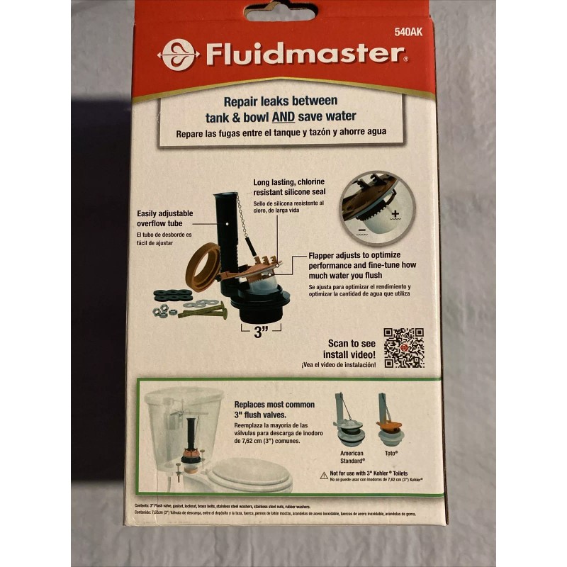 Fluidmaster 540AK Adjustable 3” Toilet Flush Valve Kit