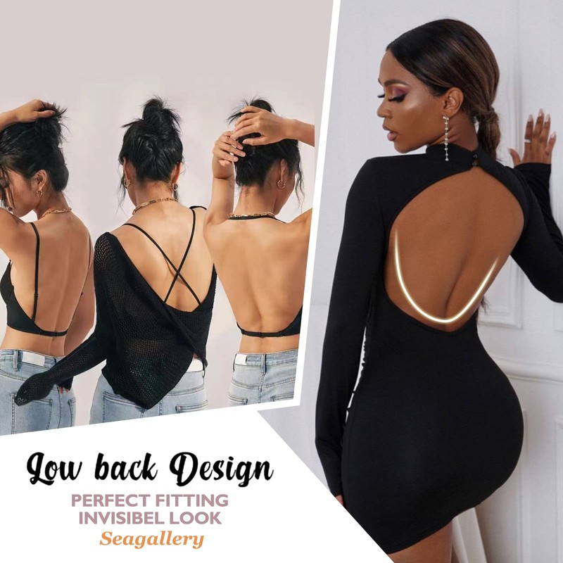 Low Back Bras Wirefree Deep V Plunge Multiway Convertible Spaghetti