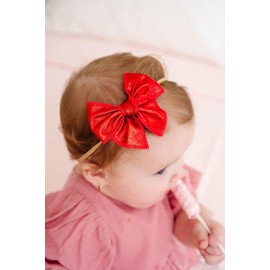 Little Poppy Co. Three Hair Bows Set - Stylish Handmade Accessories for Newborns,Babies and Toddlers | Premium Quality Headbands (Cheery Set, Original on Nylon Headband (3 months - 3 years))