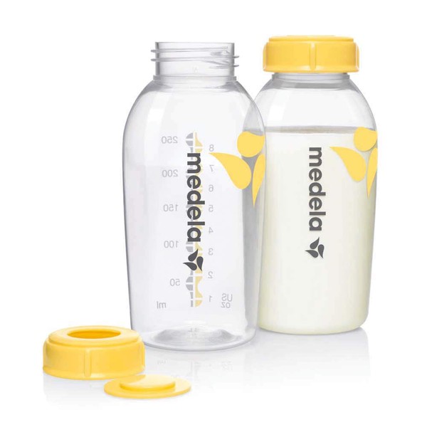 Medela Set of 250 ml BPA-Free Bottles - Set of 2 Bottles for Expressing, Storing and Feeding Breast Milk in a Durable Freezer and Fridge Safe Design