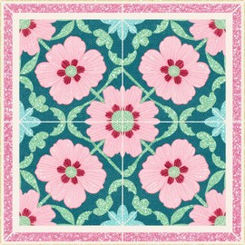 HOMETITUTE 10PCS 12x12 Inch Floral Design Floor Tiles Peel and Stick Removable Self Adhesive DIY Vinyl Flooring Stickers for Kitchen Bathroom Living Room Entryway Home Decor