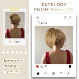 Clip on Ponytails for Women - 10 Inch Short Ponytail Extension, Straight Pony Tails Hair Extensions, Synthetic Hair Extensions Ponytail, Clip in Ponytail (Dark Blonde with Beige Blonde Highlights)