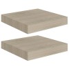 2pcs Oak 9.1"x9.3"x1.5"MDF Floating Wall & Display Shelvescolor: Brown Color