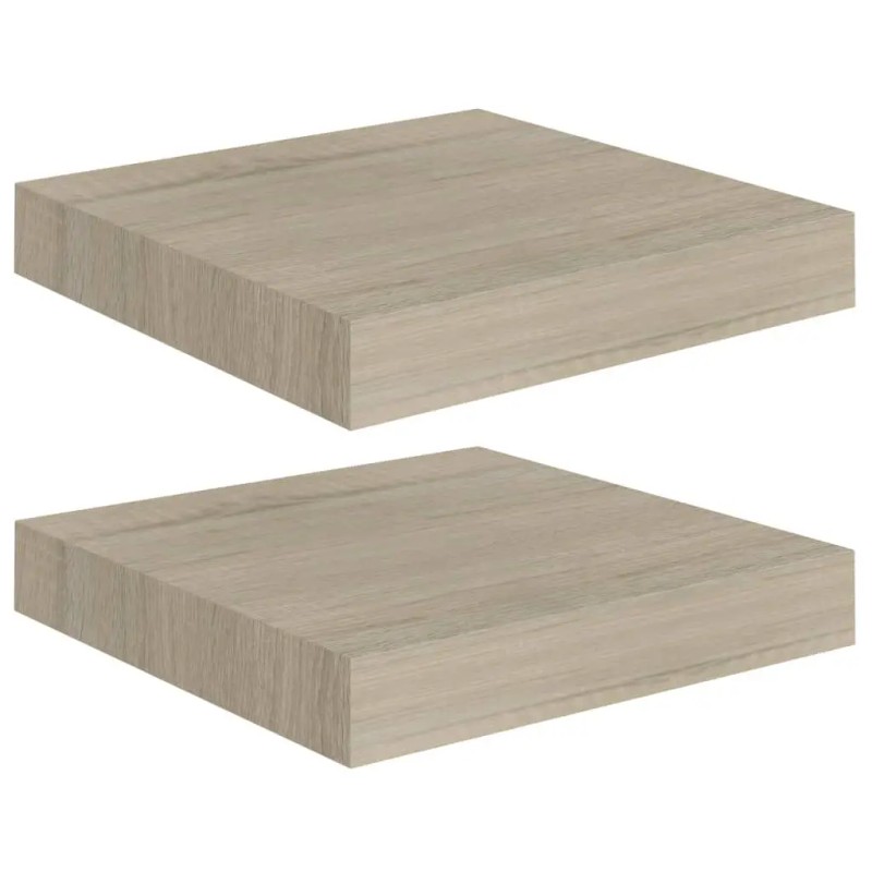 2pcs Oak 9.1"x9.3"x1.5"MDF Floating Wall & Display Shelvescolor: Brown Color