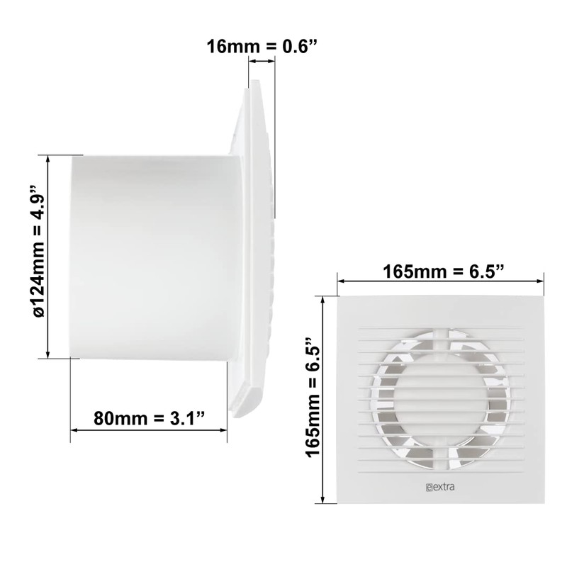 EUROPLAST Diameter 125mm Bathroom Extractor Fan with Timer - 5