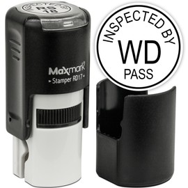 MaxMark Custom Round Self Inking Inspection Stamp - Customize up to 3 Lines - 15 Colors to Choose