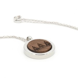NaturSchatulle Necklace with Pendant Wood Engraving Necklace Wooden Pendant Locket Silver 925 Ladies’ Pendant Amulet Wood Jewellery Charms 50 cm, Silver