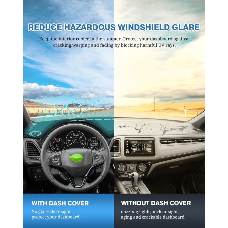 FIILINES Dash Cover Fit for Honda HR-V HRV 2016-2022 Dashboard