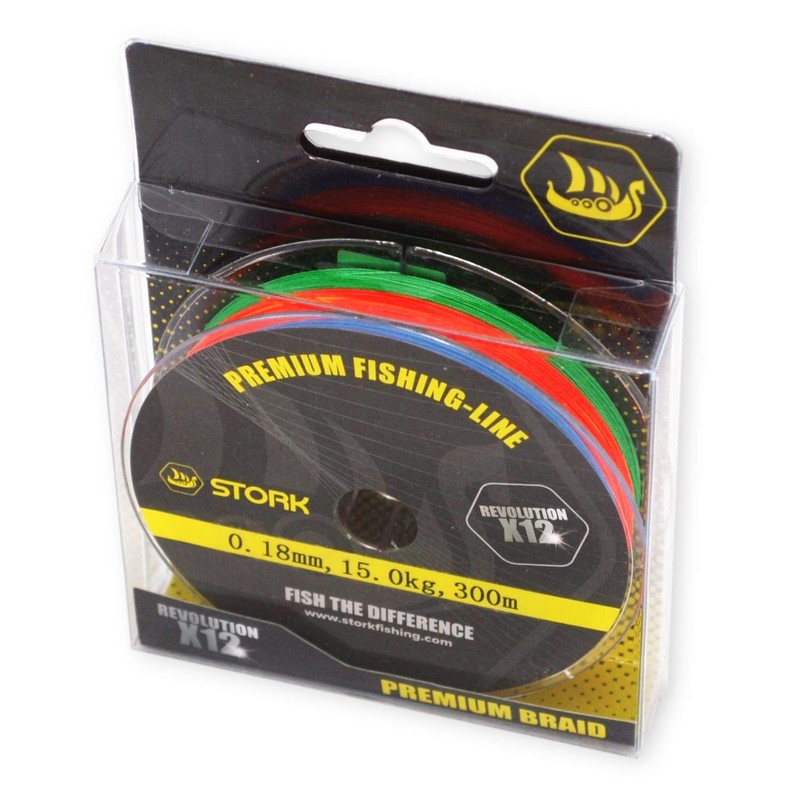 Stork Revolution 12-Way Braided Premium Fishing Line 300 m (Multicoloured,