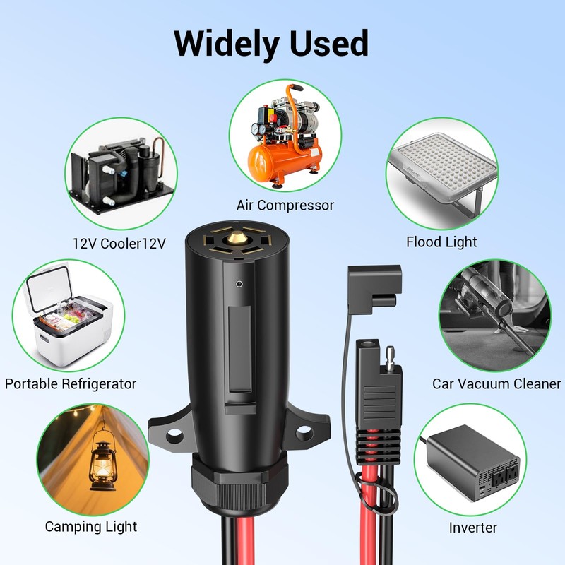 7 Way Trailer Plug to 2 Pin SAE Power Supply,7