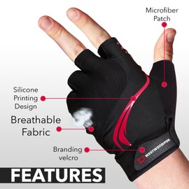 WESTWOOD FOX Cycling Gloves for Men and Women, Breathable Half Finger Mountain Bike Gloves with Non-Slip Padded Palm, MTB Road Cycling, Cycling Gloves (Red, S)