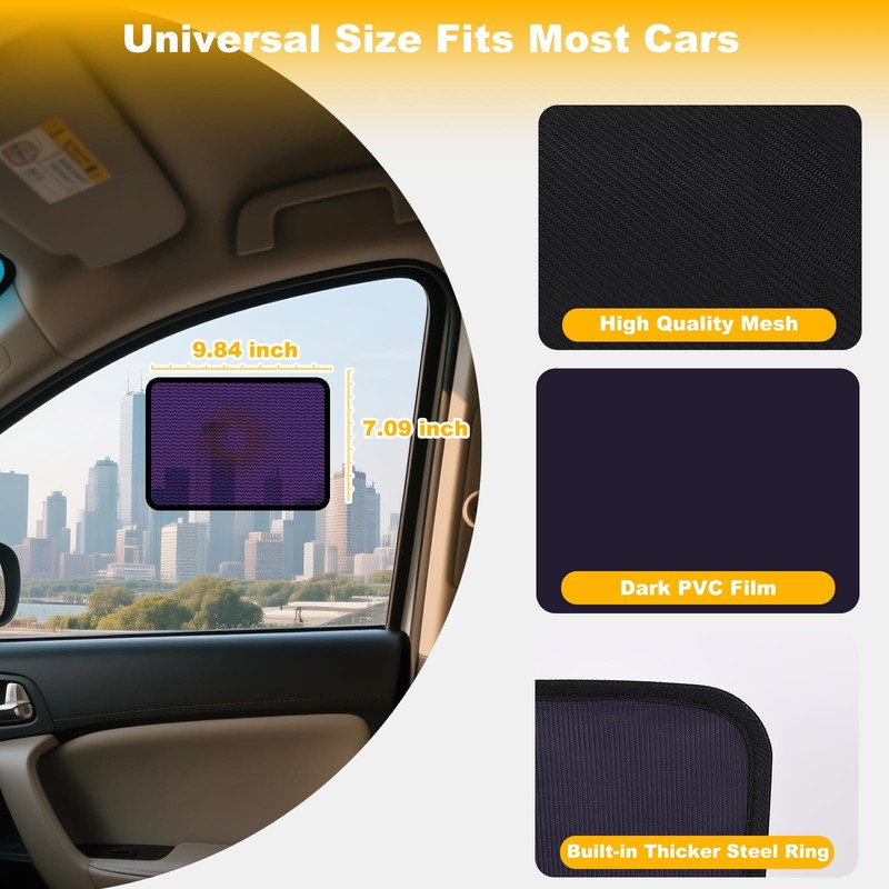 XCBYT Square Car Window Shades for Side & Windshield -