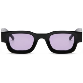 EYLRIM Thick Square Frame Sunglasses for Women Men Chunky Rectangle Polarized Sunglasses UV400 Protection(A54 Black/Ocean Purple)