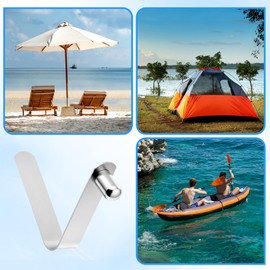 FdcZeyxior 8 Pieces Kayak Paddle Spring Snap Clips, Metal Push Button Spring Clip Stainless Steel Tent Pole Push Locking Tube Pin Clips for Kayak Paddle Camping Tent Pole, Silver