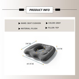 EULAPGOE Inflatable Orthopaedic Cushion Seat Cushion, Inflatable Orthopaedic Cushion for Long Sitting on Office Chairs, Hemorrhoids Seat Cushion, Inflatable for Office Chair, Wheelchair (Grey)