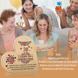 30th Birthday Gifts for Women Men, Engraved Wooden Night Light, 30 Birthday Gift for Women Friends Sister Daughter Wife, 30 Year Old Birthday Gift for Her Him, Happy 30th Birthday Keepsake Decor